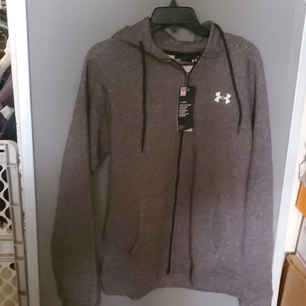 Under Armour Gray Full Zip Hoodie. Medium Weight. Size Large.  New With Tag